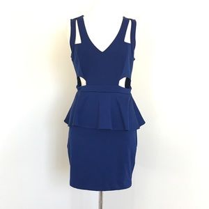 💙SOLD💙 Royal blue cutout peplum dress